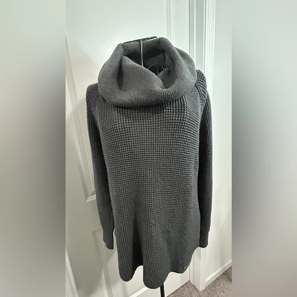 Michael Kors Cozy‎ Gray Women's Waffle Knit Oversized Cowl Neck Sweater